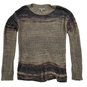 Olivia Sky Space Dye Stripe Knit Sweater Small Women's Neutral Tan Purple Boho